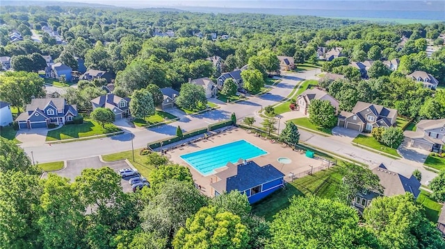 14095 NW 60th Ct, Parkville, MO 64152 - aerial view of residential area featuring a pool area