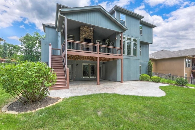 14095 NW 60th Ct, Parkville, MO 64152 - rear view of property featuring a patio, stairway, and a deck