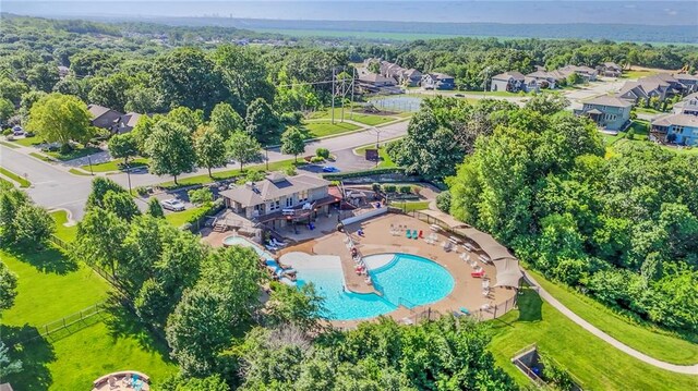 14095 NW 60th Ct, Parkville, MO 64152 - aerial perspective of suburban area with a pool