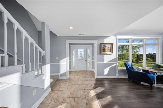 2640 Union Rd, Lawrence, KS 66044 - foyer entrance with stairs and recessed lighting
