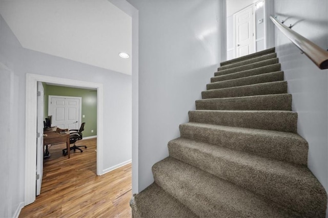 2640 Union Rd, Lawrence, KS 66044 - staircase with wood finished floors and baseboards