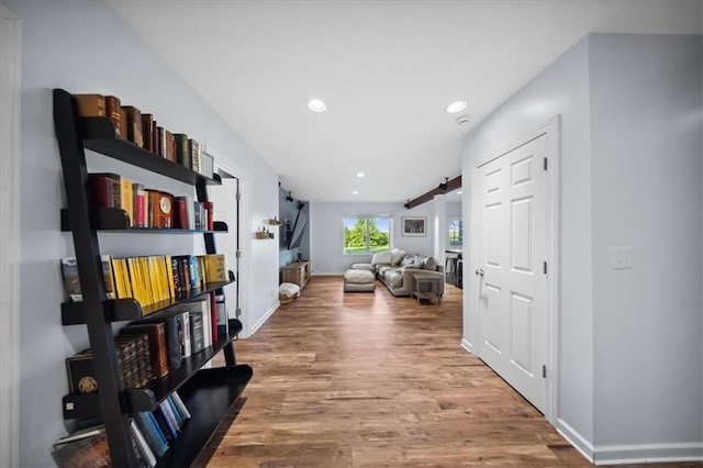 2640 Union Rd, Lawrence, KS 66044 - hallway featuring wood finished floors and recessed lighting