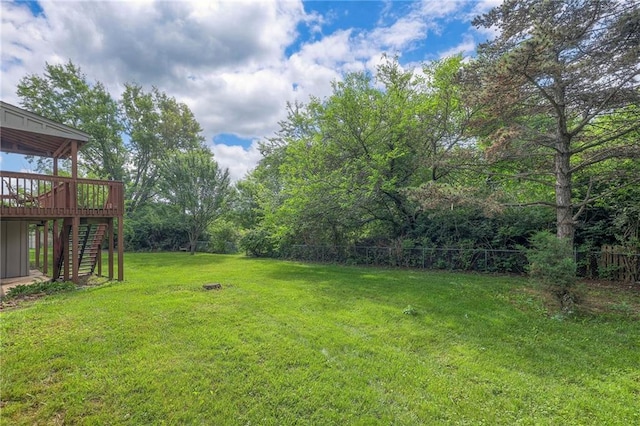 324 N Persimmon Dr, Olathe, KS 66061 - view of yard featuring stairway and a wooden deck