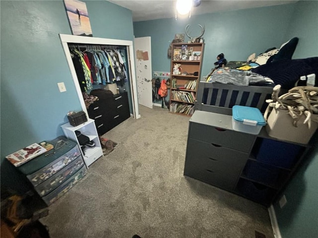 32592 SE 500th Rd, Kincaid, KS 66039 - carpeted bedroom featuring a closet and a ceiling fan