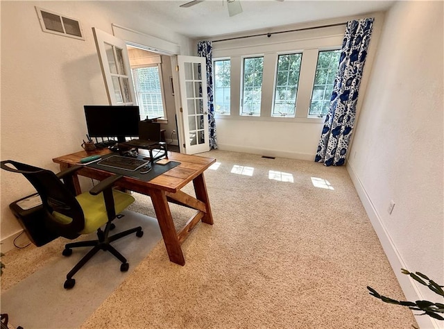 226 James Ave, Maryville, MO 64468 - carpeted home office with baseboards and a ceiling fan
