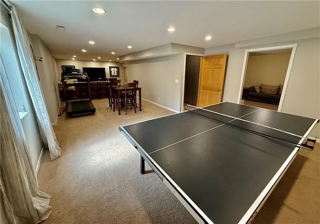 226 James Ave, Maryville, MO 64468 - rec room featuring light colored carpet, recessed lighting, and baseboards