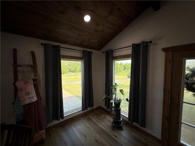 4004 Texaco Rd, Cushing, OK 74023 - spare room with vaulted ceiling, wooden ceiling, and hardwood / wood-style flooring