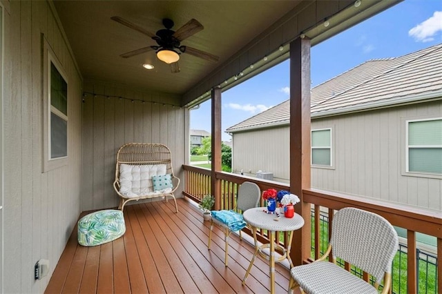 17208 W 198th St, Spring Hill, KS 66083 - wooden deck with a ceiling fan