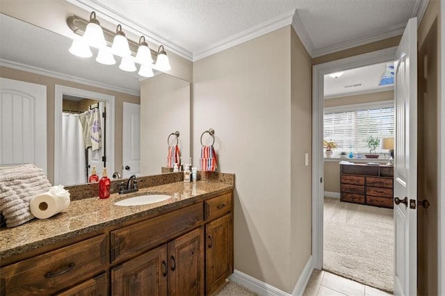17208 W 198th St, Spring Hill, KS 66083 - full bathroom with vanity, ornamental molding, and tile patterned flooring