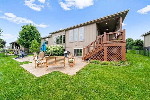 17208 W 198th St, Spring Hill, KS 66083 - rear view of property with a fenced backyard, a patio, and stairway