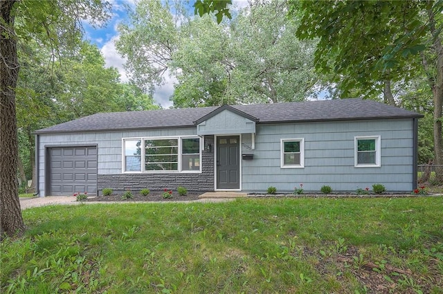 7035 Antioch Rd, Overland Park, KS 66204 - single story home with an attached garage and a front lawn