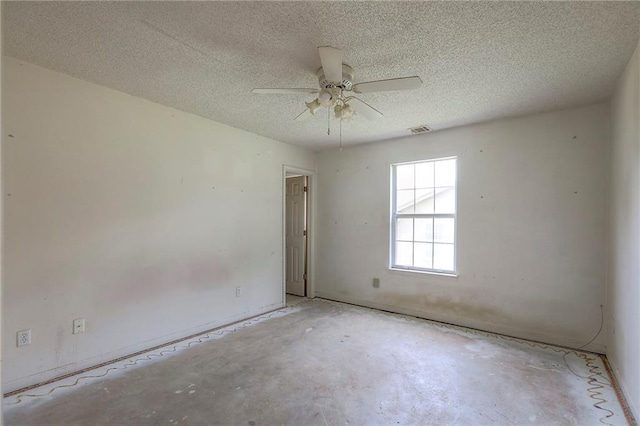 1609 N Lazy Branch Rd, Independence, MO 64058 - unfurnished room featuring a ceiling fan, a textured ceiling, and unfinished concrete floors
