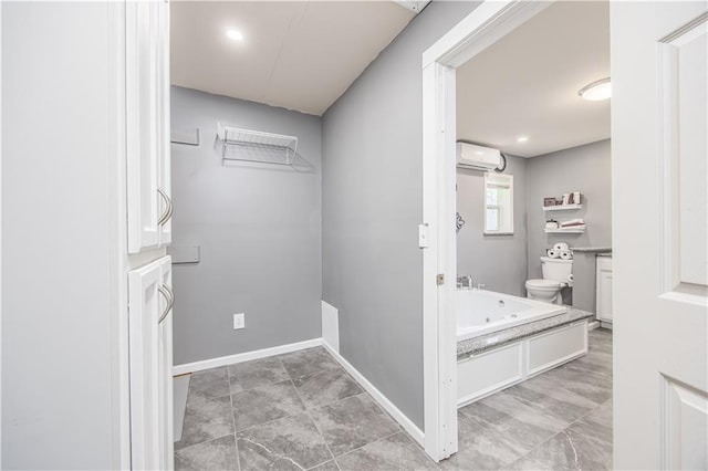 3931 Main St, Parsons, KS 67357 - full bath featuring a wall unit AC, a tub with jets, and baseboards