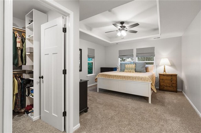 13807 W 47th Ter, Shawnee, KS 66216 - bedroom featuring a raised ceiling, a walk in closet, carpet, and a closet