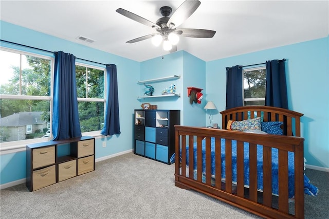 13807 W 47th Ter, Shawnee, KS 66216 - carpeted bedroom with baseboards and ceiling fan