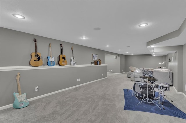 7208 Oakview St, Shawnee, KS 66216 - game room featuring carpet, baseboards, and recessed lighting