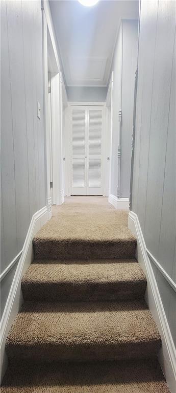 403 S St, Iola, KS 66749 - stairs featuring carpet floors