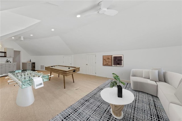 1810 S 98th St, Edwardsville, KS 66111 - game room with ceiling fan, recessed lighting, and lofted ceiling