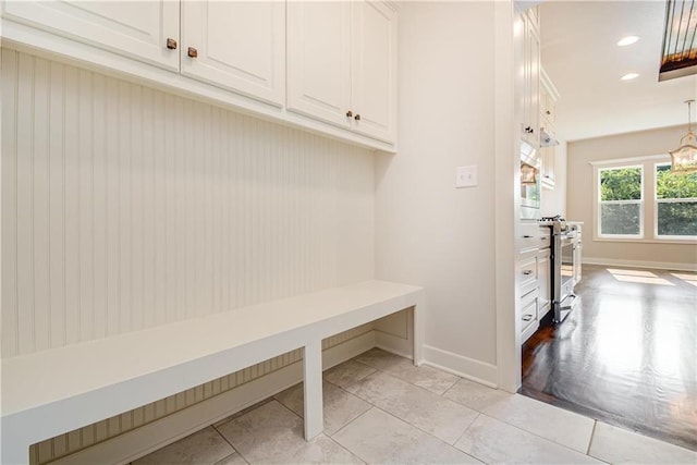 22900 S Ridgeview Dr, Peculiar, MO 64078 - mudroom with baseboards, recessed lighting, and light tile patterned flooring