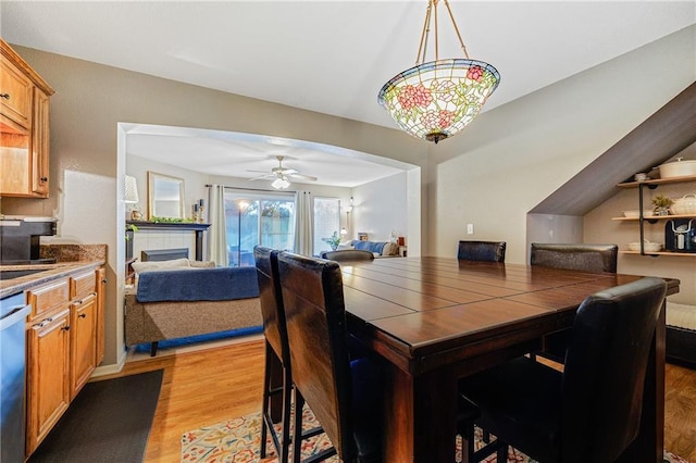 3222 SW Shadow Brook Dr, Blue Springs, MO 64015 - dining space with light wood-type flooring and a ceiling fan