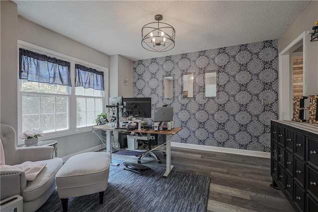 11702 E 246th St, Peculiar, MO 64078 - office space with wallpapered walls, a chandelier, and wood finished floors