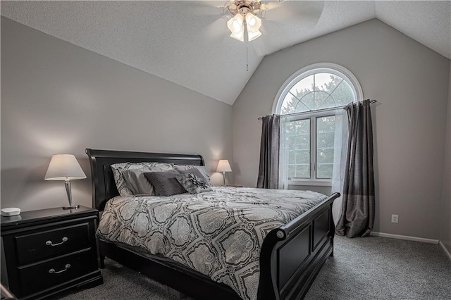 11702 E 246th St, Peculiar, MO 64078 - carpeted bedroom featuring lofted ceiling, a textured ceiling, and ceiling fan