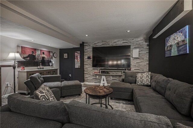 11702 E 246th St, Peculiar, MO 64078 - living area featuring a textured ceiling and recessed lighting
