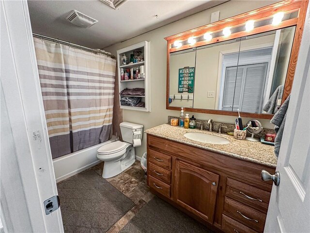 15157 Bass Cove Rd, Gravois Mills, MO 65037 - full bathroom featuring vanity, toilet, and shower / tub combo