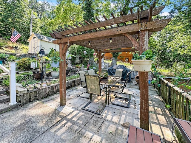 15157 Bass Cove Rd, Gravois Mills, MO 65037 - view of patio / terrace featuring outdoor dining area and a pergola