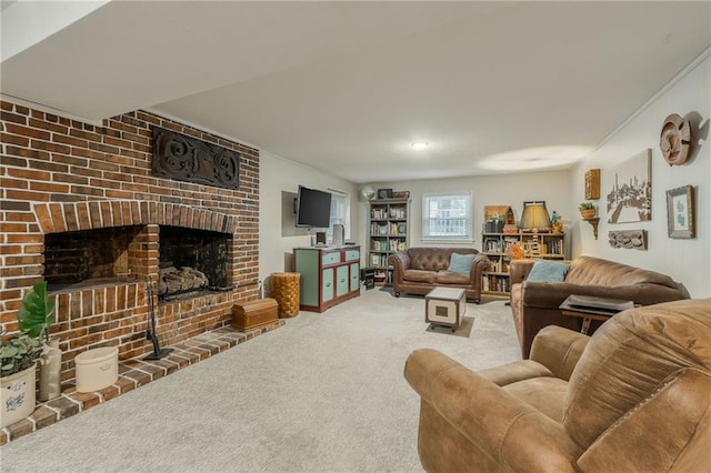 8726 W 104th St, Overland Park, KS 66212 - carpeted living area with a brick fireplace
