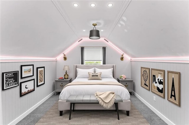 7 NW 88th St, Kansas City, MO 64155 - bedroom with carpet flooring, lofted ceiling, recessed lighting, and baseboards