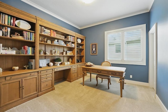 16005 Melrose St, Overland Park, KS 66221 - office space with light colored carpet, ornamental molding, and built in study area