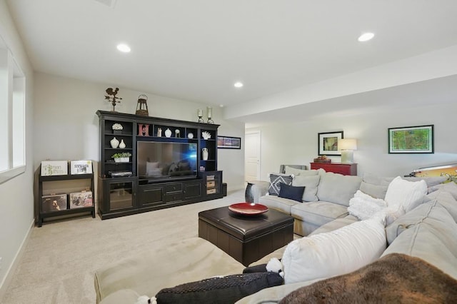 16005 Melrose St, Overland Park, KS 66221 - living area featuring carpet flooring and recessed lighting