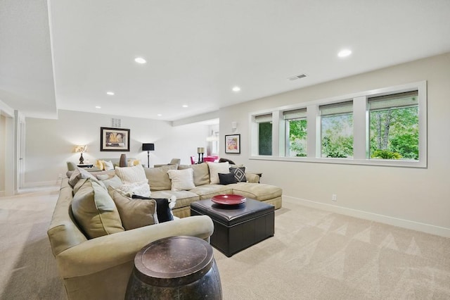 16005 Melrose St, Overland Park, KS 66221 - living room featuring light carpet and recessed lighting