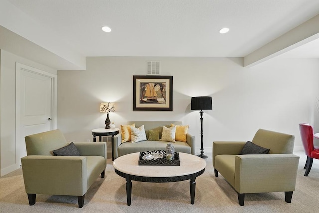 16005 Melrose St, Overland Park, KS 66221 - living room featuring light colored carpet and recessed lighting