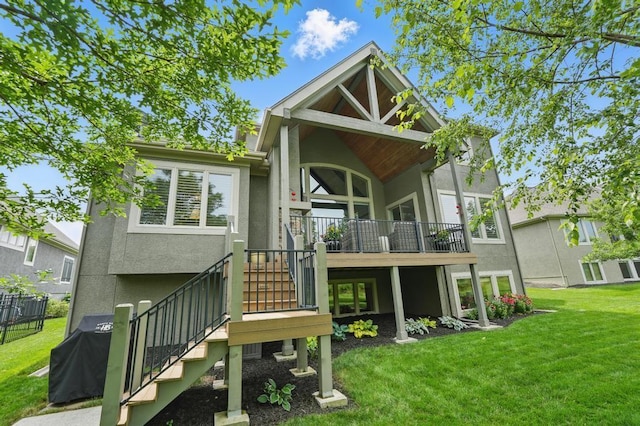 16005 Melrose St, Overland Park, KS 66221 - rear view of property with stucco siding and stairway