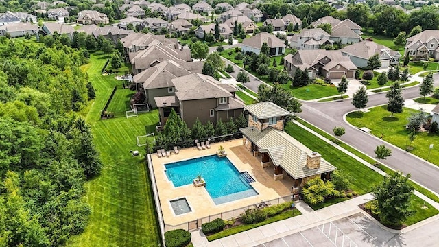 16005 Melrose St, Overland Park, KS 66221 - aerial perspective of suburban area with a pool area