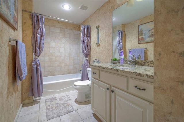 309 E 126th St, Kansas City, MO 64145 - bathroom featuring vanity, shower / bath combo, and tile patterned flooring