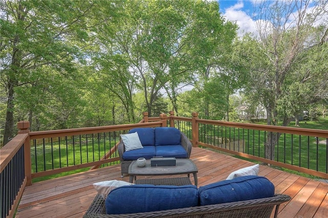 309 E 126th St, Kansas City, MO 64145 - wooden terrace featuring outdoor lounge area