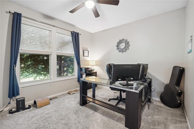 1220 Kingsland Cir, Raymore, MO 64083 - home office with carpet and ceiling fan