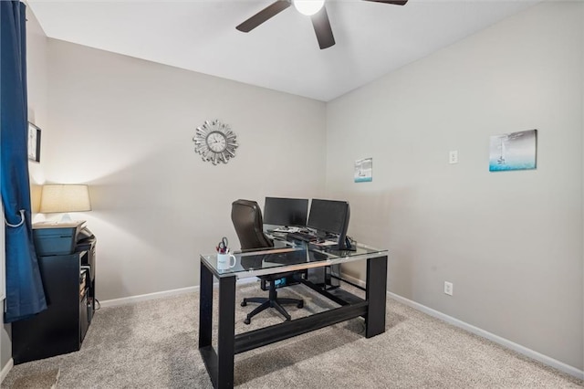 1220 Kingsland Cir, Raymore, MO 64083 - office area with carpet flooring and ceiling fan
