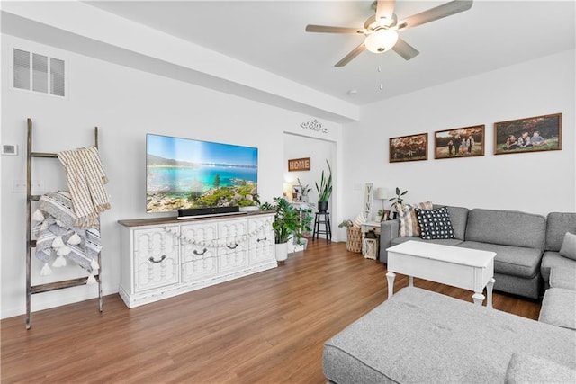 27104 E Cedar Grove Dr, Lees Summit, MO 64086 - living area with ceiling fan and wood finished floors