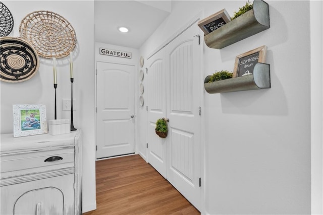 27104 E Cedar Grove Dr, Lees Summit, MO 64086 - entryway with light wood finished floors and recessed lighting