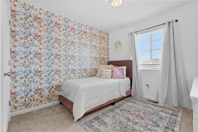 27104 E Cedar Grove Dr, Lees Summit, MO 64086 - carpeted bedroom featuring wallpapered walls and baseboards