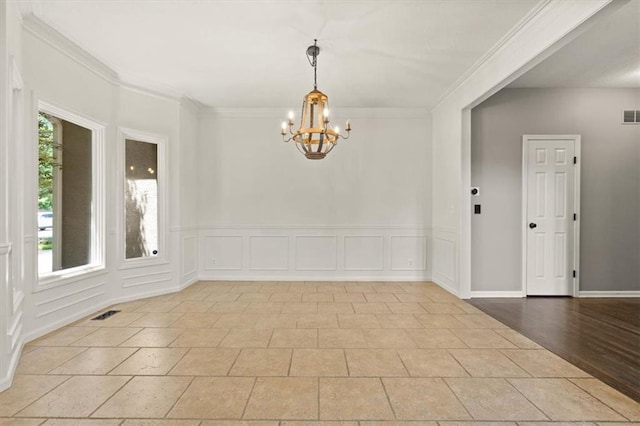 14605 Dearborn St, Overland Park, KS 66223 - unfurnished room with a chandelier and ornamental molding