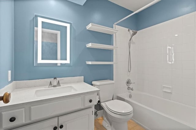 14605 Dearborn St, Overland Park, KS 66223 - bathroom with vanity,  shower combination, and tile patterned floors