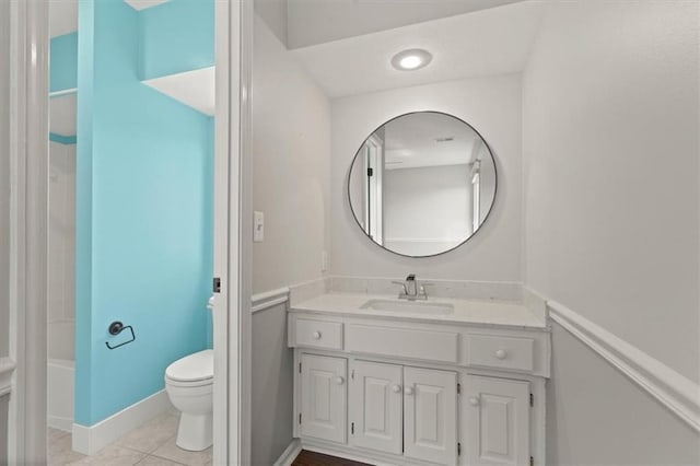 14605 Dearborn St, Overland Park, KS 66223 - bathroom featuring vanity, tile patterned floors, and shower / bath combination