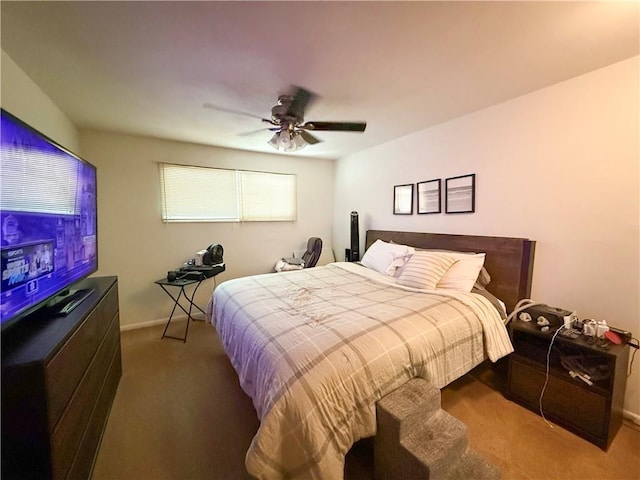 6521 W 49th St, Mission, KS 66202 - bedroom with carpet floors, a ceiling fan, and baseboards
