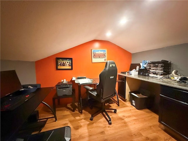 6521 W 49th St, Mission, KS 66202 - office area featuring light wood-style flooring and lofted ceiling