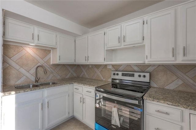 1129 US Highway 50, Centerview, MO 64019 - kitchen with stainless steel range with electric cooktop and white cabinetry